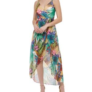 Guess Vibrant Floral High Low Dress